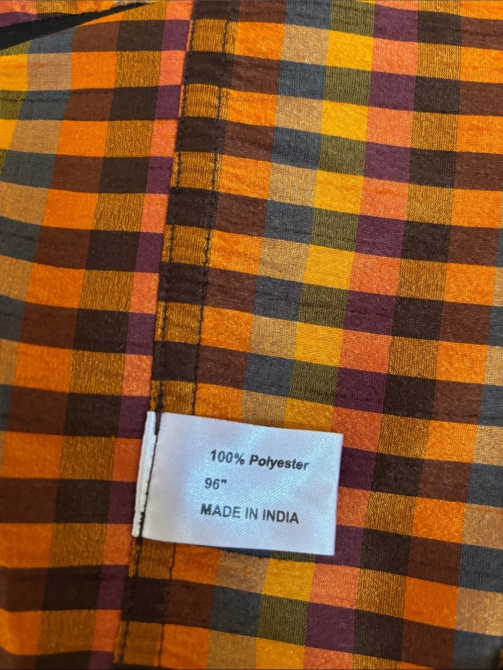 Plaid Orange/Yellow/Black 96” Round Tablecloth